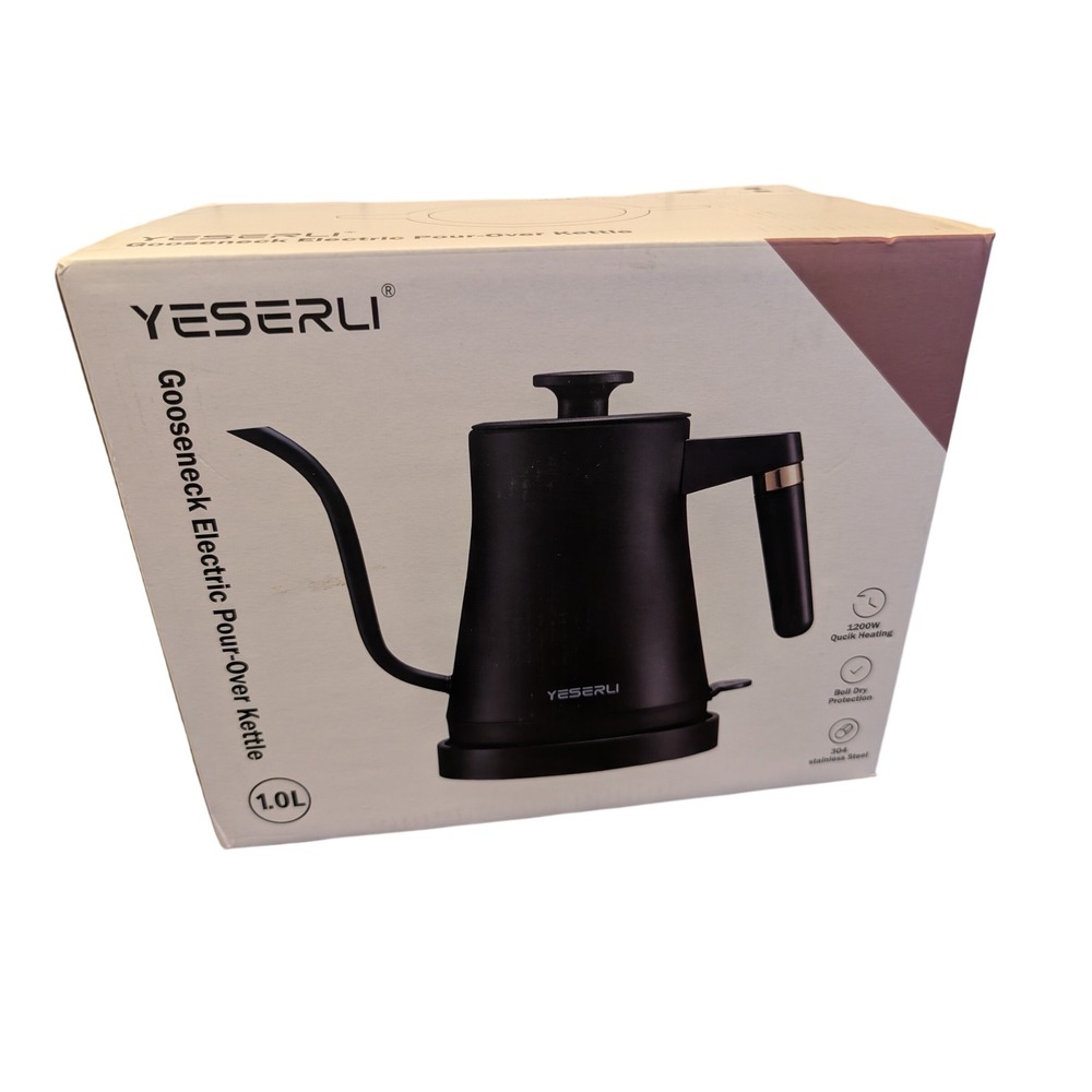 Gooseneck Electric Pour-Over Kettle 1.0L Matte Black‎ 1200W Stainless Steel